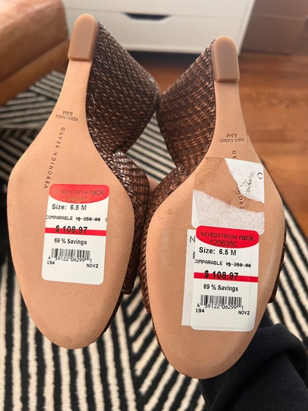 Veronica Beard Dali Raffia Wedge Sandal Size 6.5 - Picture 4 of 4